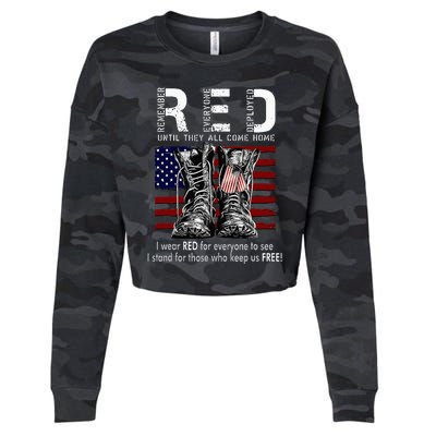 On Friday We Wear Red Remember Everyone Deployed Cropped Pullover Crew