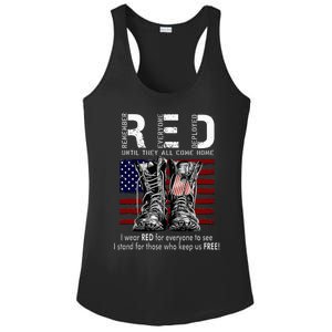 On Friday We Wear Red Remember Everyone Deployed Ladies PosiCharge Competitor Racerback Tank