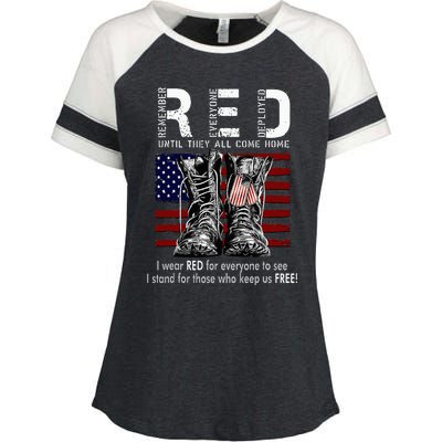 On Friday We Wear Red Remember Everyone Deployed Enza Ladies Jersey Colorblock Tee