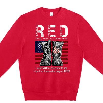 On Friday We Wear Red Remember Everyone Deployed Premium Crewneck Sweatshirt