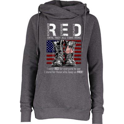 On Friday We Wear Red Remember Everyone Deployed Womens Funnel Neck Pullover Hood