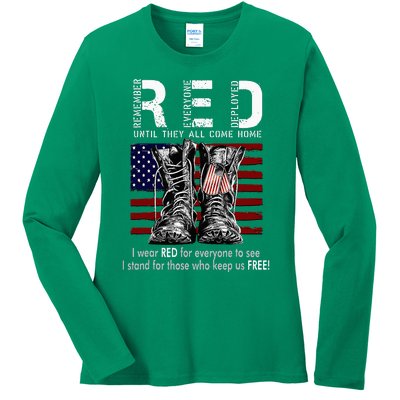 On Friday We Wear Red Remember Everyone Deployed Ladies Long Sleeve Shirt