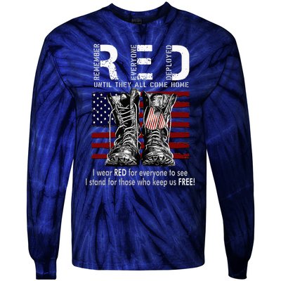 On Friday We Wear Red Remember Everyone Deployed Tie-Dye Long Sleeve Shirt