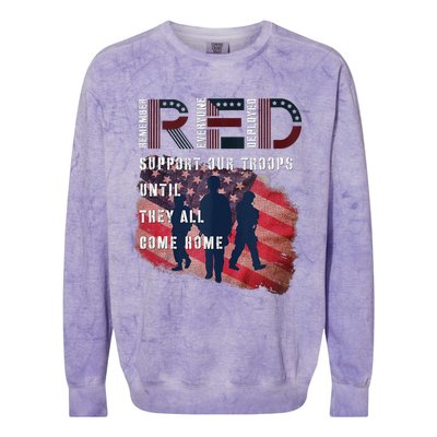 On Friday We Wear Red Friday Military Support Troops US Flag Colorblast Crewneck Sweatshirt