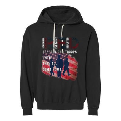 On Friday We Wear Red Friday Military Support Troops US Flag Garment-Dyed Fleece Hoodie