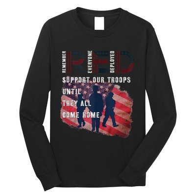 On Friday We Wear Red Friday Military Support Troops US Flag Long Sleeve Shirt