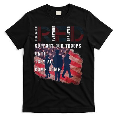 On Friday We Wear Red Friday Military Support Troops US Flag T-Shirt