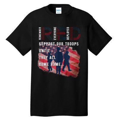 On Friday We Wear Red Friday Military Support Troops US Flag Tall T-Shirt