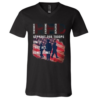 On Friday We Wear Red Friday Military Support Troops US Flag V-Neck T-Shirt