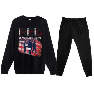 On Friday We Wear Red Friday Military Support Troops US Flag Premium Crewneck Sweatsuit Set