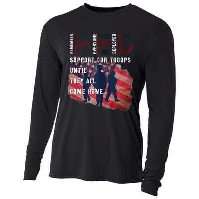 On Friday We Wear Red Friday Military Support Troops US Flag Cooling Performance Long Sleeve Crew