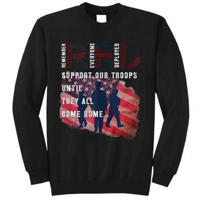 On Friday We Wear Red Friday Military Support Troops US Flag Tall Sweatshirt