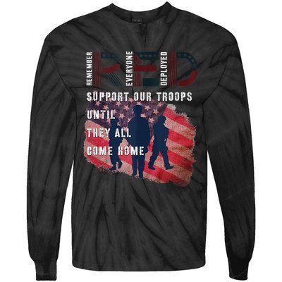 On Friday We Wear Red Friday Military Support Troops US Flag Tie-Dye Long Sleeve Shirt