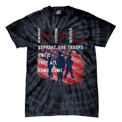 On Friday We Wear Red Friday Military Support Troops US Flag Tie-Dye T-Shirt