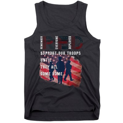 On Friday We Wear Red Friday Military Support Troops US Flag Tank Top