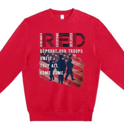 On Friday We Wear Red Friday Military Support Troops US Flag Premium Crewneck Sweatshirt