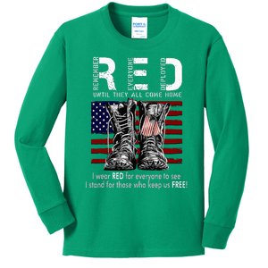 On Friday We Wear Red Remember Everyone Deployed Kids Long Sleeve Shirt