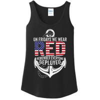 On Fridays We Wear Red Friday Navy Gift Distressed Ladies Essential Tank