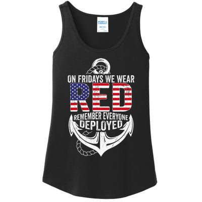 On Fridays We Wear Red Friday Navy Gift Distressed Ladies Essential Tank