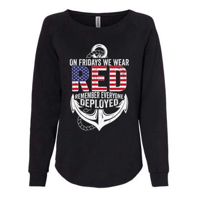 On Fridays We Wear Red Friday Navy Gift Distressed Womens California Wash Sweatshirt