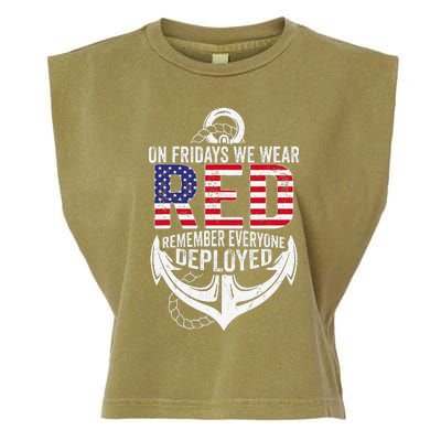 On Fridays We Wear Red Friday Navy Gift Distressed Garment-Dyed Women's Muscle Tee