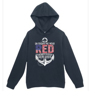 On Fridays We Wear Red Friday Navy Gift Distressed Urban Pullover Hoodie