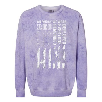 On Friday We Wear Red American Flag Military Supportive Colorblast Crewneck Sweatshirt