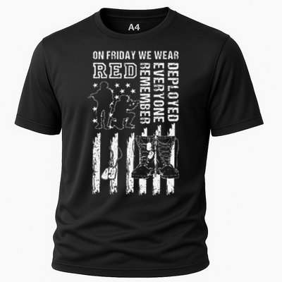 On Friday We Wear Red American Flag Military Supportive Cooling Performance Crew T-Shirt