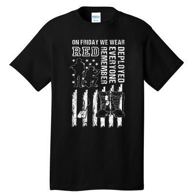 On Friday We Wear Red American Flag Military Supportive Tall T-Shirt