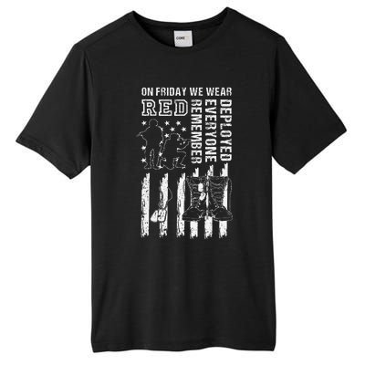 On Friday We Wear Red American Flag Military Supportive Tall Fusion ChromaSoft Performance T-Shirt