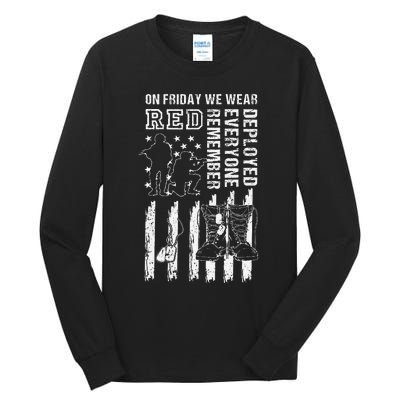 On Friday We Wear Red American Flag Military Supportive Tall Long Sleeve T-Shirt