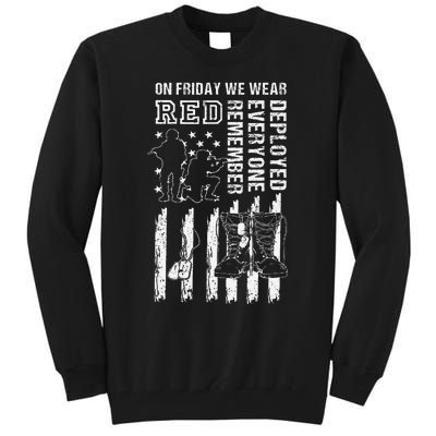 On Friday We Wear Red American Flag Military Supportive Tall Sweatshirt