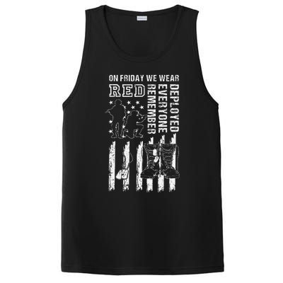 On Friday We Wear Red American Flag Military Supportive PosiCharge Competitor Tank