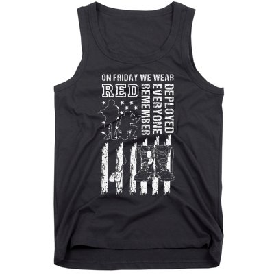 On Friday We Wear Red American Flag Military Supportive Tank Top