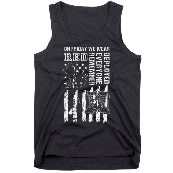 On Friday We Wear Red American Flag Military Supportive Tank Top