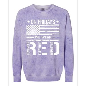 On Friday We Wear Red American Flag Us Veteran Colorblast Crewneck Sweatshirt