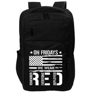 On Friday We Wear Red American Flag Us Veteran Impact Tech Backpack