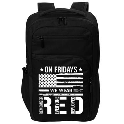 On Friday We Wear Red American Flag Us Veteran Impact Tech Backpack