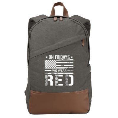 On Friday We Wear Red American Flag Us Veteran Cotton Canvas Backpack