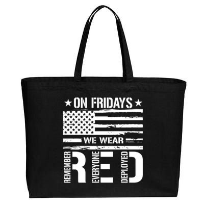 On Friday We Wear Red American Flag Us Veteran Cotton Canvas Jumbo Tote