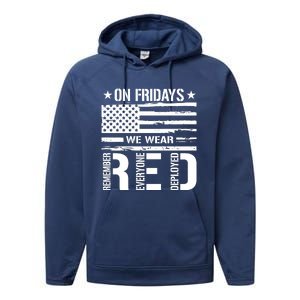 On Friday We Wear Red American Flag Us Veteran Performance Fleece Hoodie