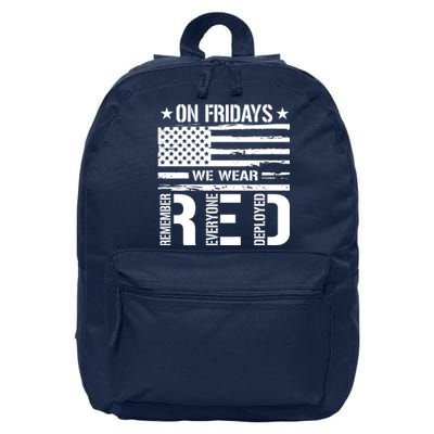 On Friday We Wear Red American Flag Us Veteran 16 in Basic Backpack