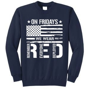 On Friday We Wear Red American Flag Us Veteran Tall Sweatshirt