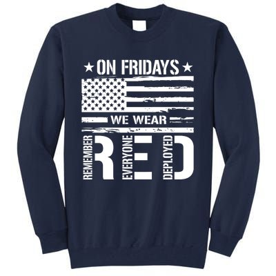 On Friday We Wear Red American Flag Us Veteran Tall Sweatshirt