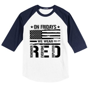 On Friday We Wear Red American Flag Us Veteran Baseball Sleeve Shirt