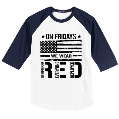 On Friday We Wear Red American Flag Us Veteran Baseball Sleeve Shirt