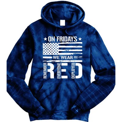 On Friday We Wear Red American Flag Us Veteran Tie Dye Hoodie