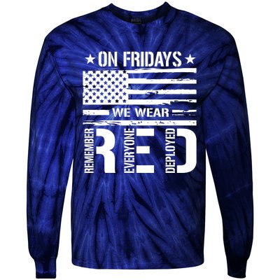 On Friday We Wear Red American Flag Us Veteran Tie-Dye Long Sleeve Shirt