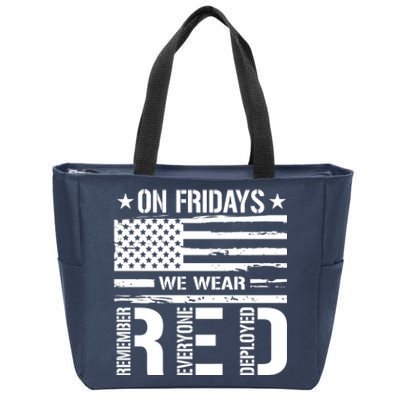 On Friday We Wear Red American Flag Us Veteran Zip Tote Bag