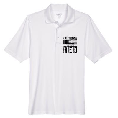 On Friday We Wear Red American Flag Us Veteran Men's Origin Performance Pique Polo